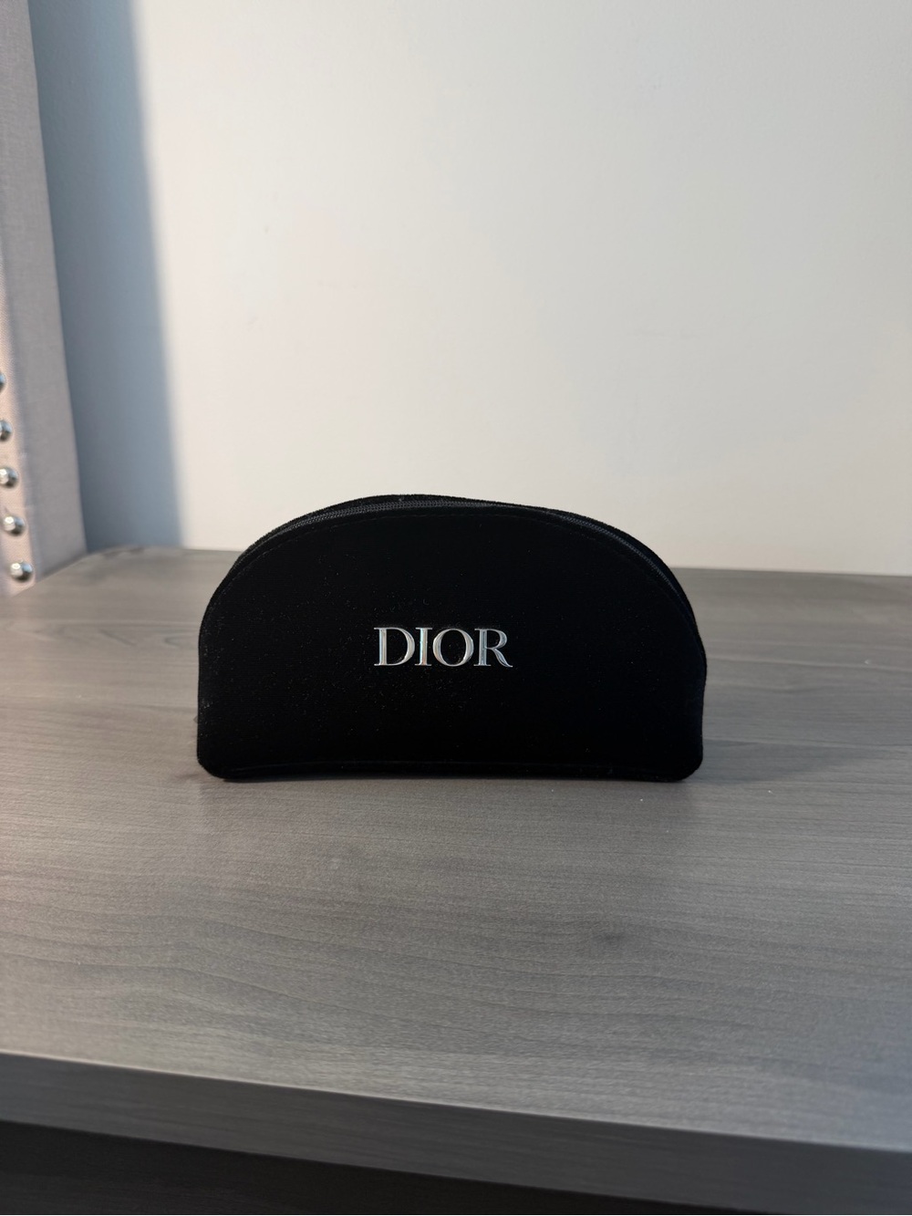Dior Black Velvet Zip Pouch